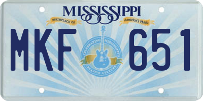 MS license plate MKF651