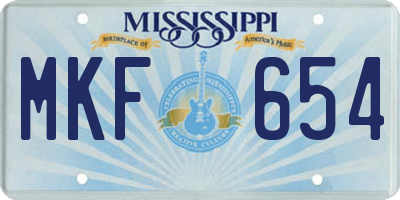 MS license plate MKF654