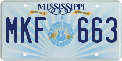 MS license plate MKF663