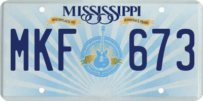 MS license plate MKF673