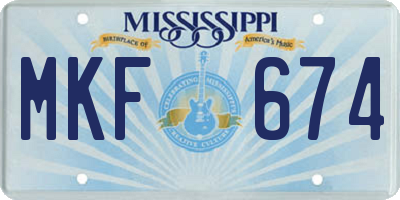 MS license plate MKF674