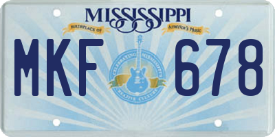 MS license plate MKF678