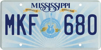 MS license plate MKF680