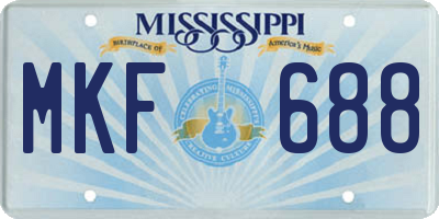 MS license plate MKF688