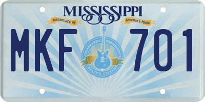 MS license plate MKF701