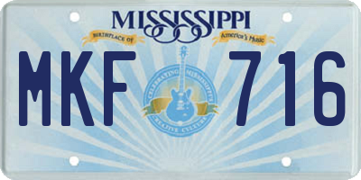 MS license plate MKF716