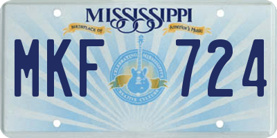MS license plate MKF724