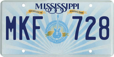 MS license plate MKF728