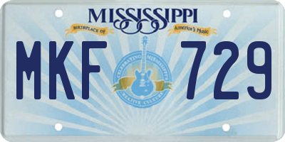 MS license plate MKF729