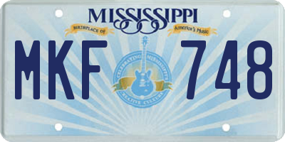 MS license plate MKF748
