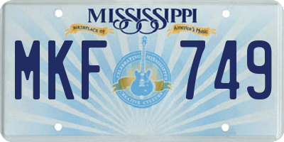 MS license plate MKF749