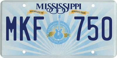 MS license plate MKF750