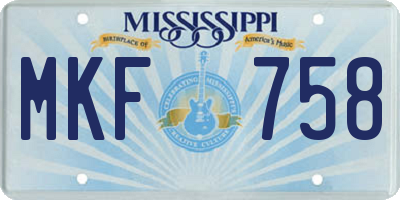 MS license plate MKF758