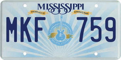 MS license plate MKF759