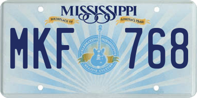 MS license plate MKF768