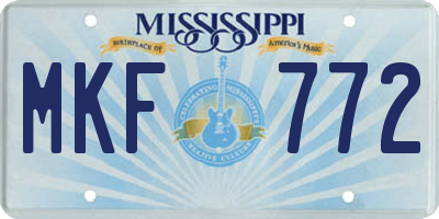 MS license plate MKF772
