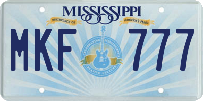 MS license plate MKF777