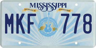 MS license plate MKF778