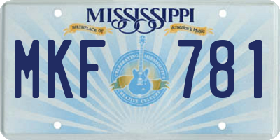 MS license plate MKF781