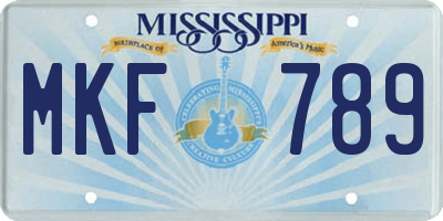 MS license plate MKF789