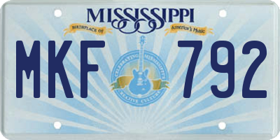 MS license plate MKF792