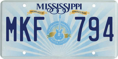 MS license plate MKF794
