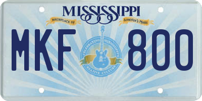MS license plate MKF800
