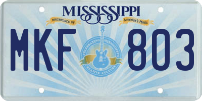 MS license plate MKF803