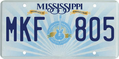 MS license plate MKF805