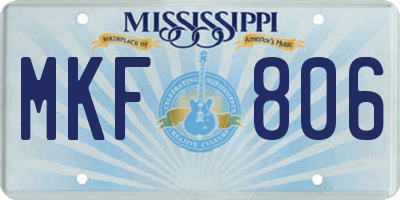 MS license plate MKF806