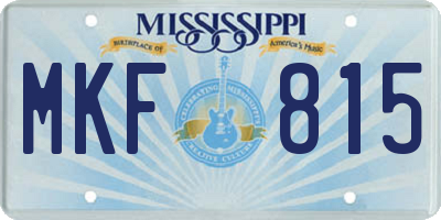 MS license plate MKF815