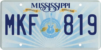 MS license plate MKF819