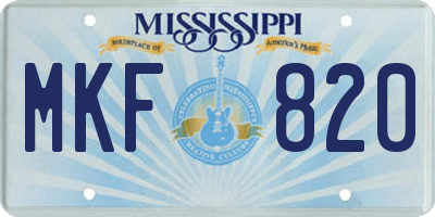 MS license plate MKF820
