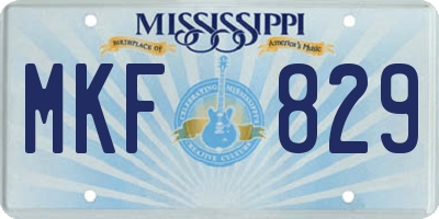 MS license plate MKF829