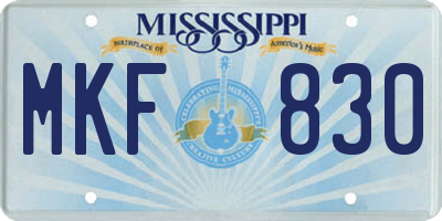MS license plate MKF830