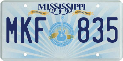 MS license plate MKF835