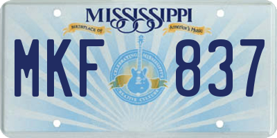 MS license plate MKF837