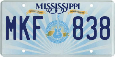 MS license plate MKF838