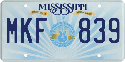 MS license plate MKF839