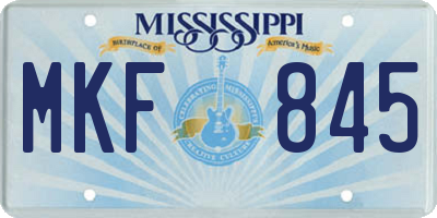 MS license plate MKF845