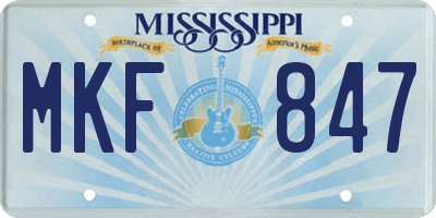 MS license plate MKF847