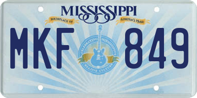 MS license plate MKF849