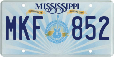 MS license plate MKF852