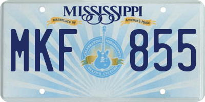 MS license plate MKF855
