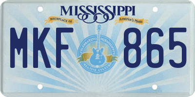 MS license plate MKF865
