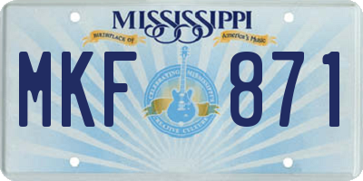 MS license plate MKF871