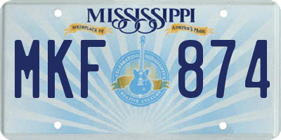 MS license plate MKF874