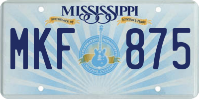 MS license plate MKF875