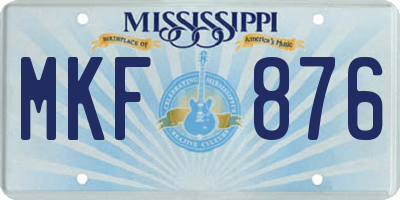MS license plate MKF876