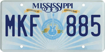MS license plate MKF885
